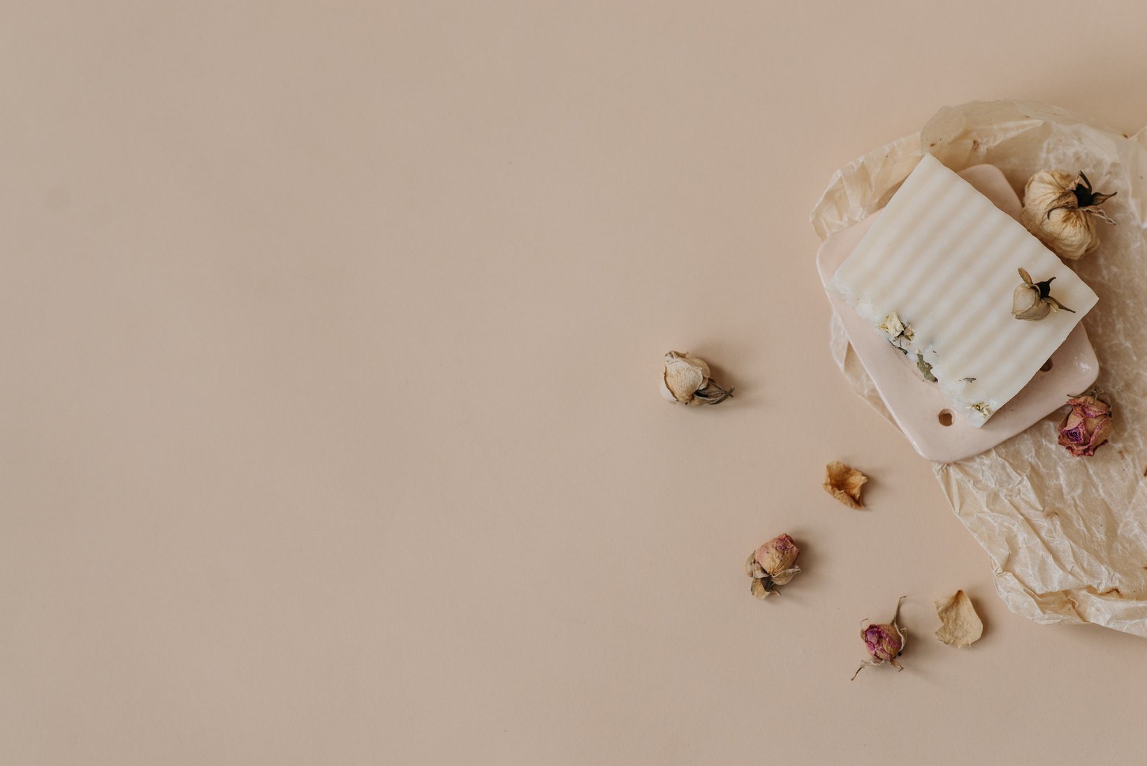 White Organic Soap with Dried Flowers